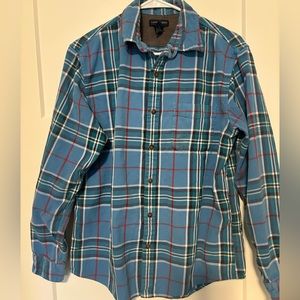 Lands' End Men’s 100% cotton heavy plaid flannel‎ shirt Size M (15-15 1/2)